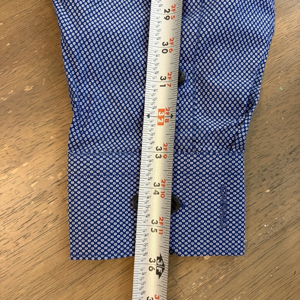 Canali Micro Print Men's 50 20.5 Modern Fit Blue Button Up Dress Shirt Exclusive - Picture 12 of 14